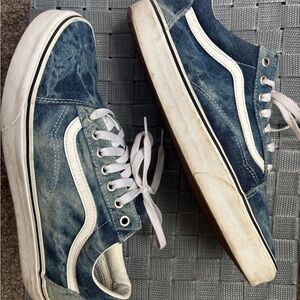 Vans Denim and White Slip-On Shoes OFF THE WALL OLD SCHOOL